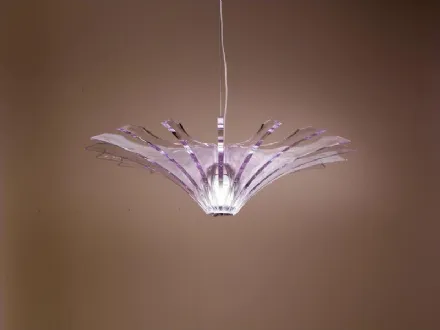 Lampada a sospensione Libellula in vetro colore Violetto di Stones